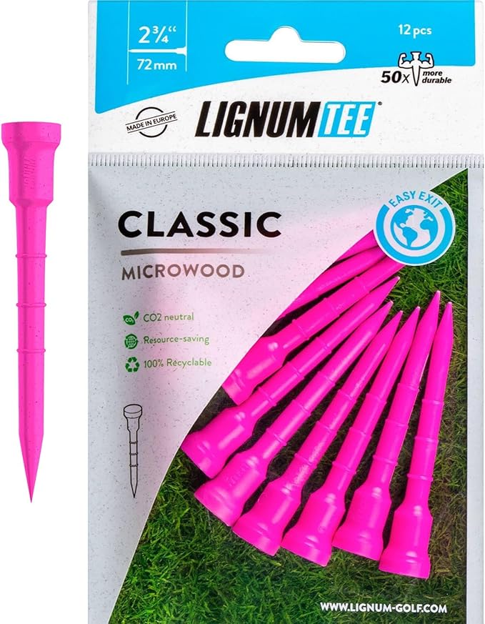Tees LIGNUM Classic – Paquet de 12 | Hauteur Ajustable et Tees de Golf Écologiques