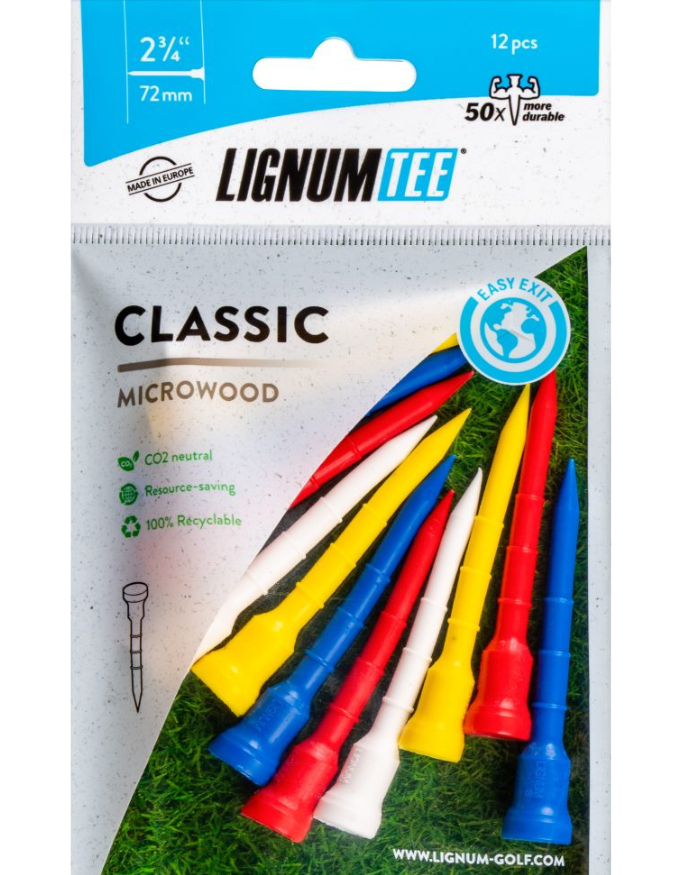 Tees LIGNUM Classic – Paquet de 12 | Hauteur Ajustable et Tees de Golf Écologiques