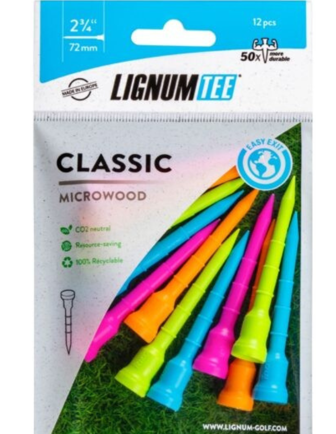 Tees LIGNUM Classic – Paquet de 12 | Hauteur Ajustable et Tees de Golf Écologiques